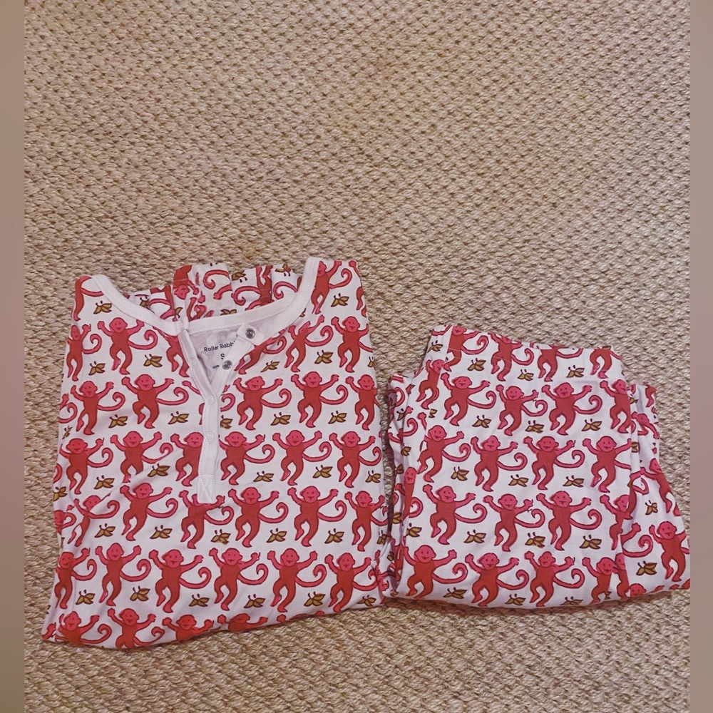 Roller Rabbit Monkey Longsleeve Polo Pajamas